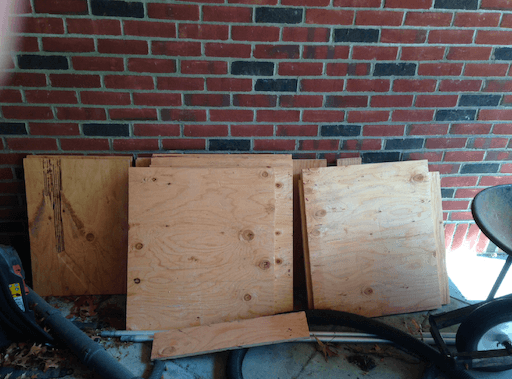 Freshly cut plywood in my garage